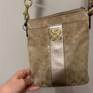 Coach Gold and Tan Crossbody Bag
